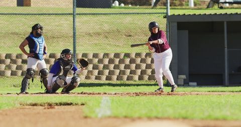 Female Baseball Players Engaged in Thrilling Game Action - Download Free Stock Images Pikwizard.com
