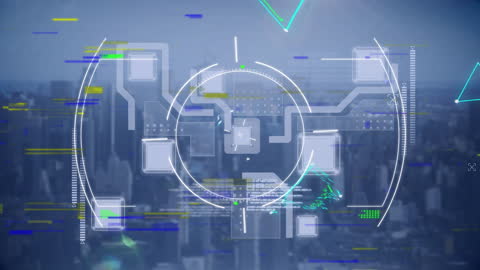 Digital Interface with Cityscape Overlay