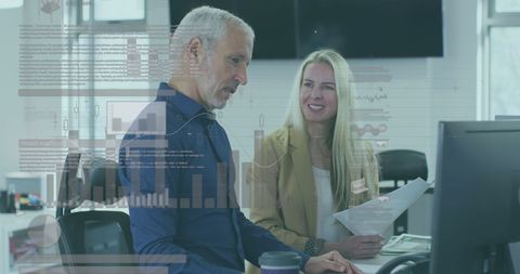 Business Meeting with Digital Financial Analysis Overlays