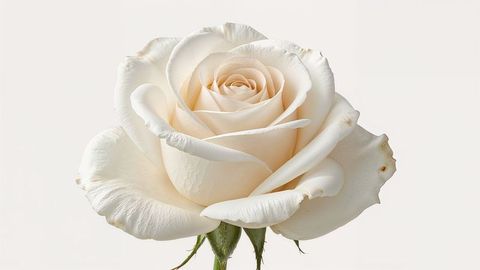 Elegant Cream Rose Bloom with Luxurious Petals and Stem