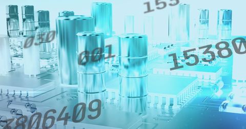 Futuristic Digital Interface with Blue Circuitry and Floating Numbers - Download Free Stock Images Pikwizard.com