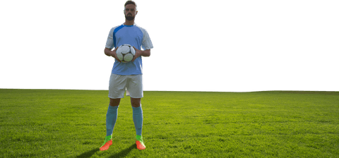 Transparent Soccer Player Holding Football on Green Field - Download Free Stock Videos Pikwizard.com