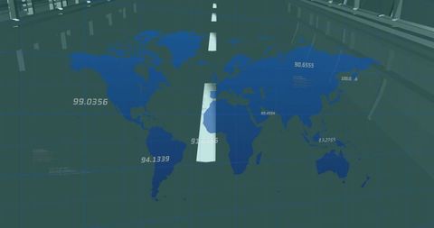Global Data Visualization with World Map and Digital Interface