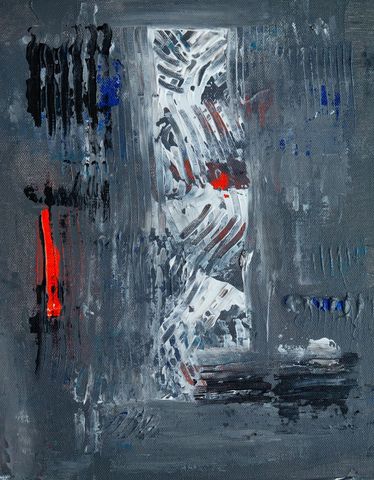 Abstract Textured Dark Gray and Red Art Painting