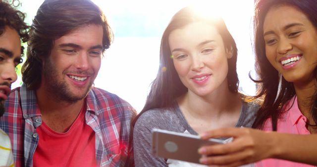 Happy Friends Taking Selfie Outdoors in Sunlight - Download Free Stock Images Pikwizard.com