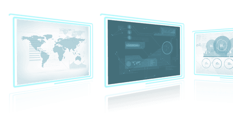 Transparent Screens with Futuristic Interface and Global Map - Download Free Stock Videos Pikwizard.com