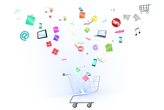 Transparent Shopping Trolley with Various Symbols Background Illustration - Download Free Stock Videos Pikwizard.com