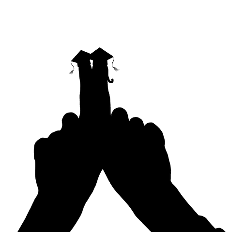 Hand holding transparent floppy hat silhouette against light