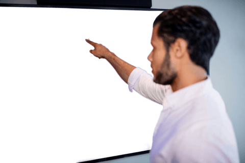 transparent screen background with man pointing at display - Download Free Stock Videos Pikwizard.com