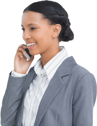 Transparent Background Happy Businesswoman on Phone