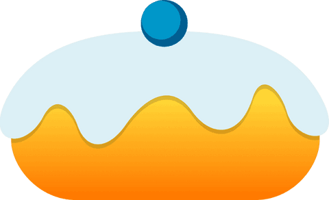 Whimsical cartoon cake illustration on transparent background