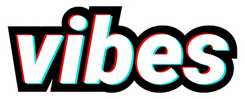 Bold vibes typography with glitch effect on transparent layer