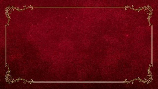 Luxurious ornate gold filigree frame on burgundy velvet texture for invitations