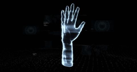 Futuristic Data Visualization Over 3D Digital Hand