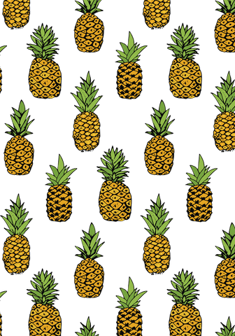 Vibrant seamless pattern featuring pineapples on transparent background, ideal for fabric design, stationery, web, or app backgrounds. Fresh tropical style emphasizes summer and vacation themes in creative projects.