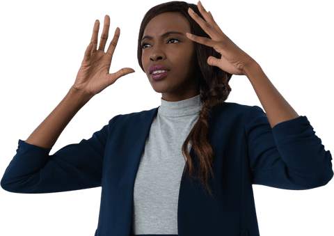 Frustrated Businesswoman Expressing Tension on Isolated Transparent Background