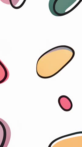 Vertical looping animation of colorful outlined organic shapes shifting gradients on white