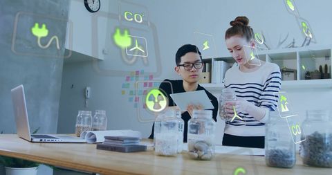 Eco-Conscious Colleagues Collaborating on Sustainable Projects