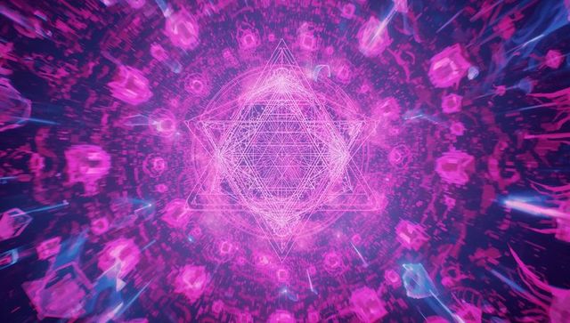 Futuristic Fractal Star with Neon Dynamic Digital Geometry