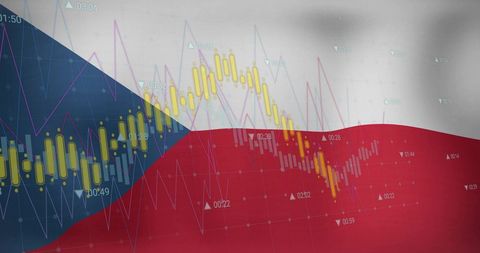 Financial Analysis Overlaid on Czech Flag Imagery