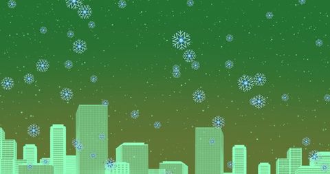 Festive Snowflakes with Santa Sleigh Over City Skyline - Download Free Stock Images Pikwizard.com