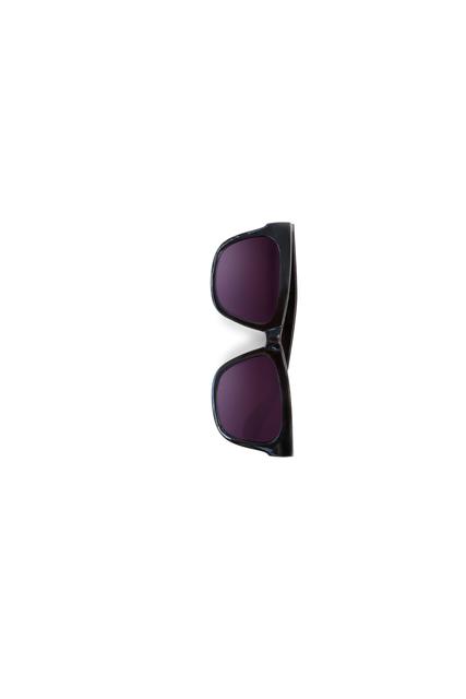 Black sunglasses with purple lenses isolated on white background. Ideal for use in fashion blogs, online stores, summer promotions, and advertisements for eyewear. Perfect for illustrating articles about UV protection and stylish accessories.
