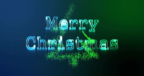 Merry Christmas Text with Glowing Christmas Tree Design