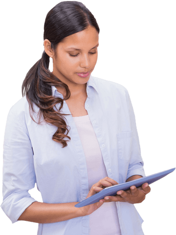 Transparent Background Independent Businesswoman Using Tablet - Download Free Stock Videos Pikwizard.com