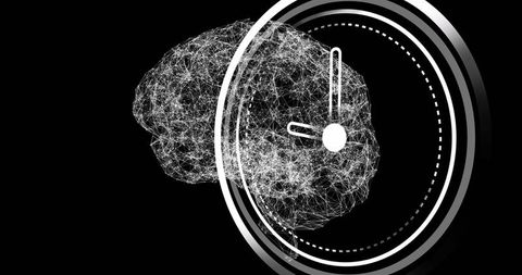 Digital brain with time and connections concept