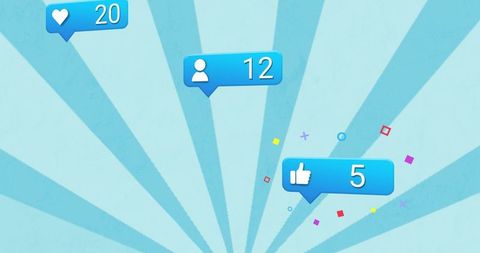 Social Media Notifications on Blue Burst Background
