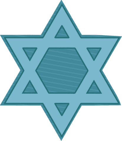 Shining hexagram star symbol with transparent canvas