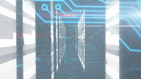 Futuristic Digital Interface with Integrated Circuit Patterns