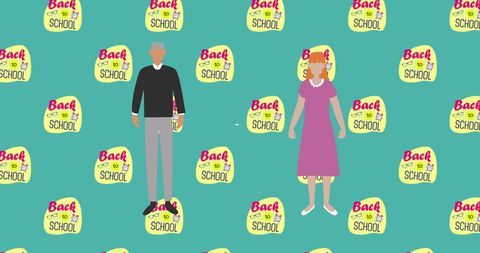 Elderly Couple Enjoys Moment with School-Themed Background