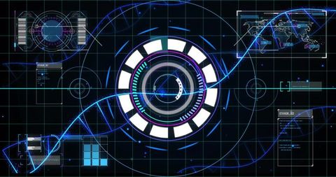Futuristic hud interface with dna helix animation