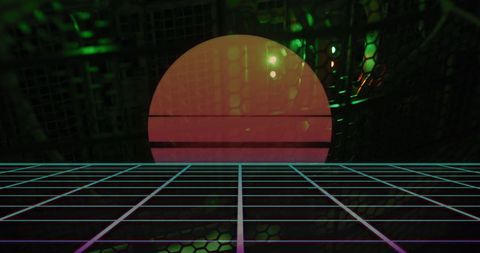 Futuristic Grid and Sphere in Cyber Environment