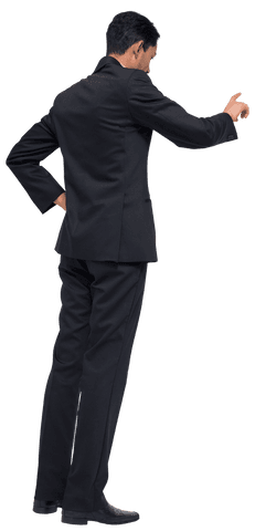 Asian Businessman Pointing Hesitation Gesture on Transparent Background