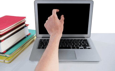 transparent hand gesturing at computer screen desk - Download Free Stock Videos Pikwizard.com