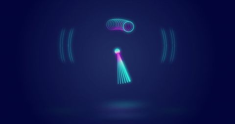 Neon circles movement on dark blue background