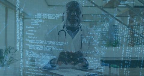 Doctor demonstrating health technology with heart model at clinic