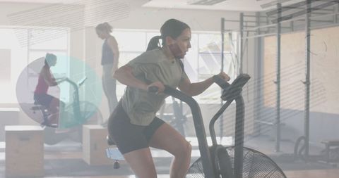 Modern Gym Workout with Digital Technology Overlay - Download Free Stock Images Pikwizard.com