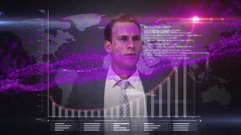 Businessman Analyzing Digital Growth Data on Futuristic Background