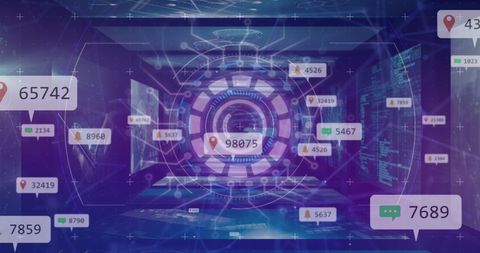 Futuristic Interface with Digital Data Points and Location Markers - Download Free Stock Images Pikwizard.com
