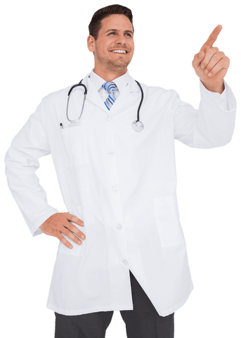 Caucasian Male Doctor Confidently Pointing on Transparent Background - Download Free Stock Videos Pikwizard.com