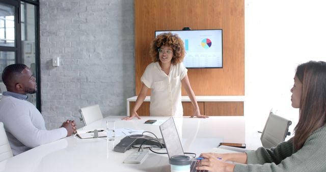 Business Team Meeting in Modern Office with Presentation Screen - Download Free Stock Images Pikwizard.com