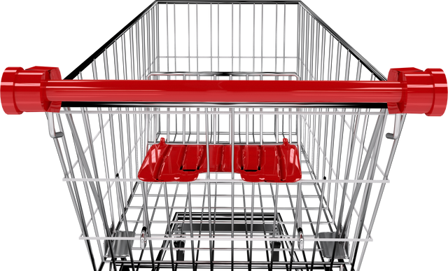 Empty Transparent Supermarket Shopping Trolley with Red Plastic Handle - Download Free Stock Videos Pikwizard.com