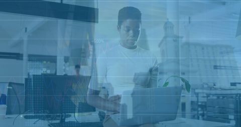 Diverse Business Team Processing Financial Data with Cityscape Overlay - Download Free Stock Images Pikwizard.com
