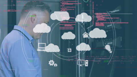 Digital Transformation Concept with Cloud Computing and Servers