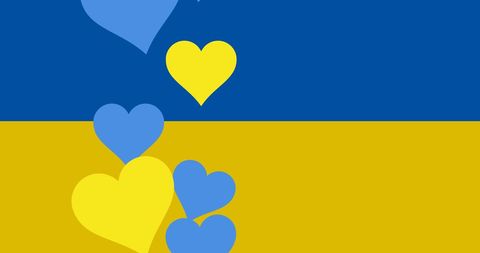 Hearts on Ukrainian Flag Background Symbolizing Peace and Unity - Download Free Stock Images Pikwizard.com
