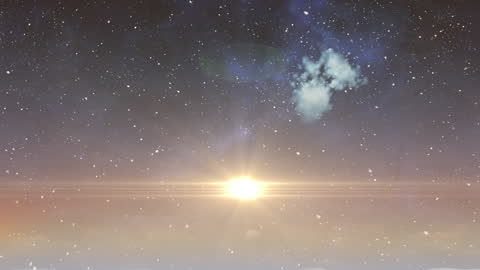 Snow Falling Over Bright Light in Winter Sky