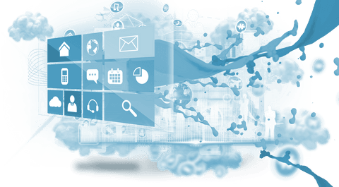transparent digital screen with computer interface icons on cloud background - Download Free Stock Videos Pikwizard.com